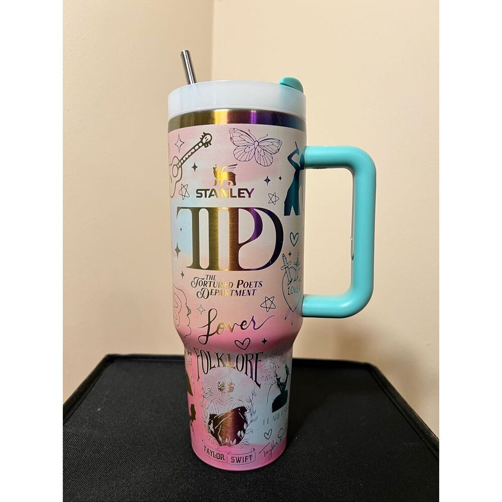 Stanley Pink Aqua Taylor Swift Theme Customized Quencher H2.0 40oz Tumbler